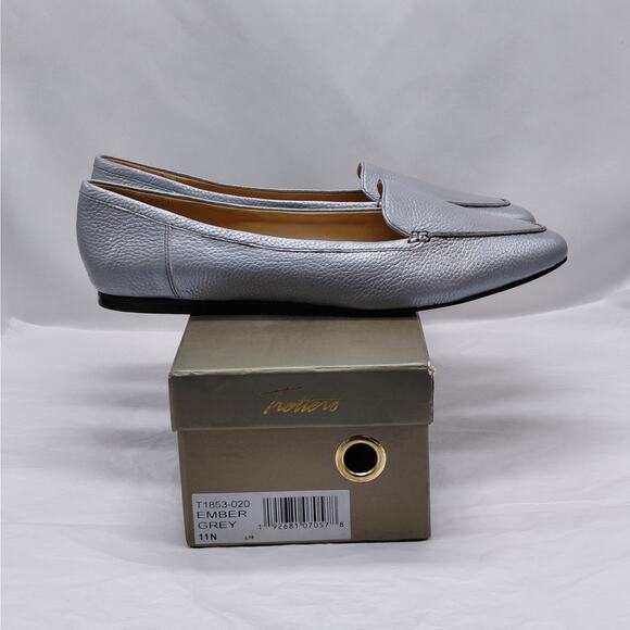Trotters Ember Womens Loafers 11N Grey Metallic Flats Comfort Minimalist Shoes - Picture 1 of 10
